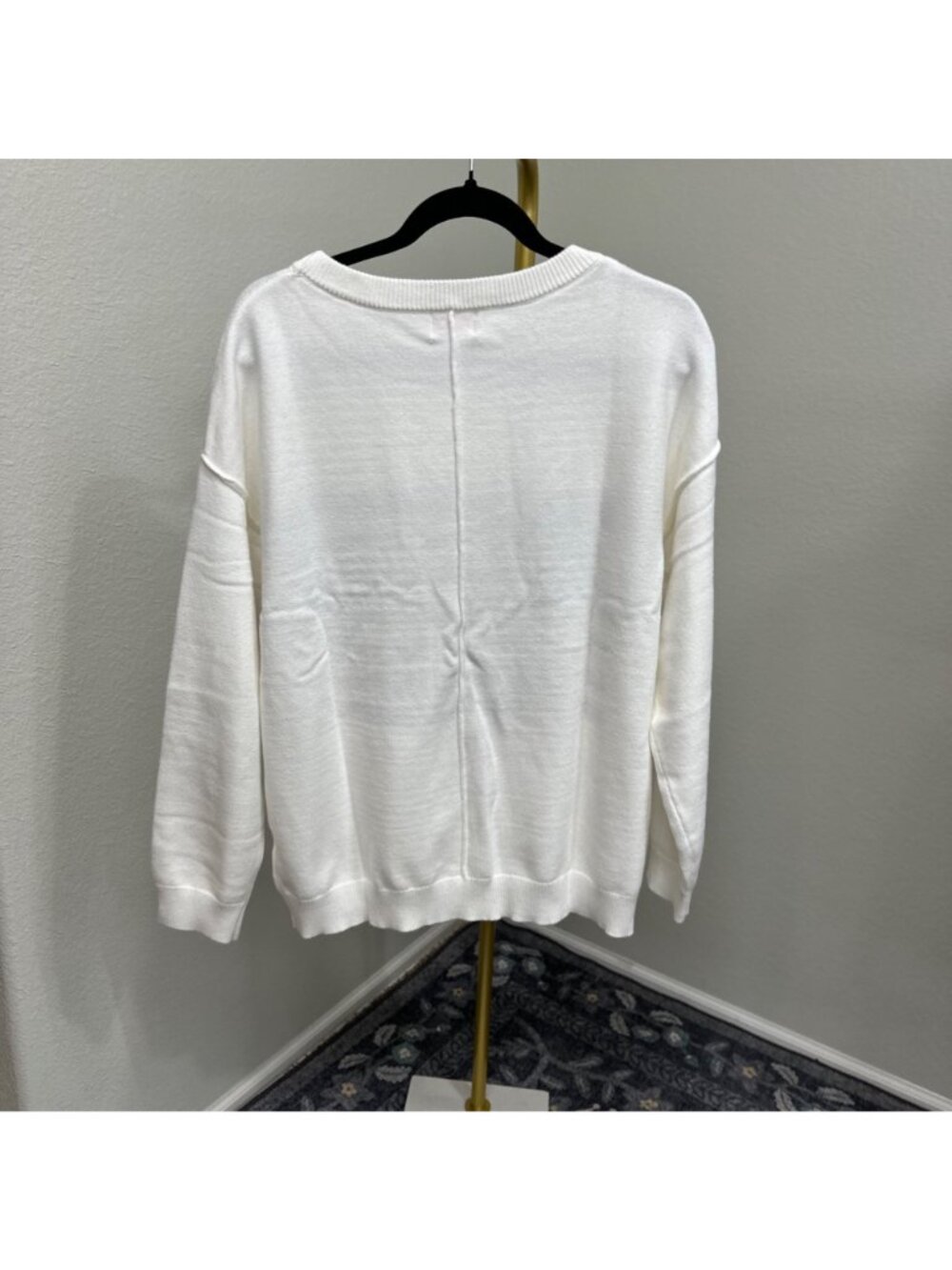Pink Lily White American Flag Knit Textured Knit Pullover Sweater Womens Small - Picture 6 of 8